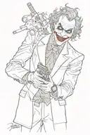 joker holding gun tattoo design idea
