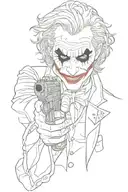 joker holding gun tattoo design idea