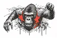 aggressive gorilla roars face tattoo design idea