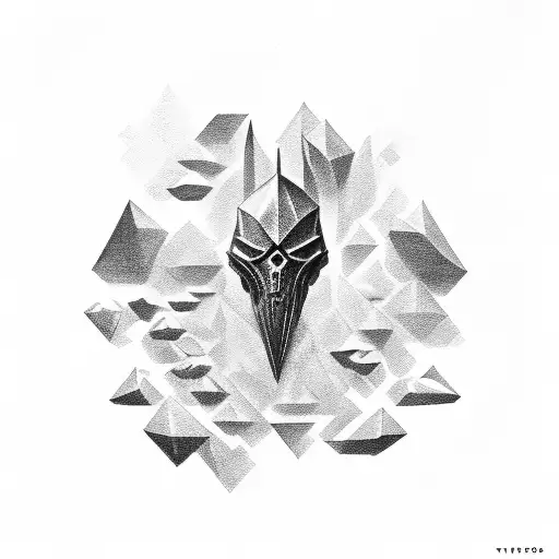 A dark and mysterious weapon emerging from abstract shadows tattoo design idea