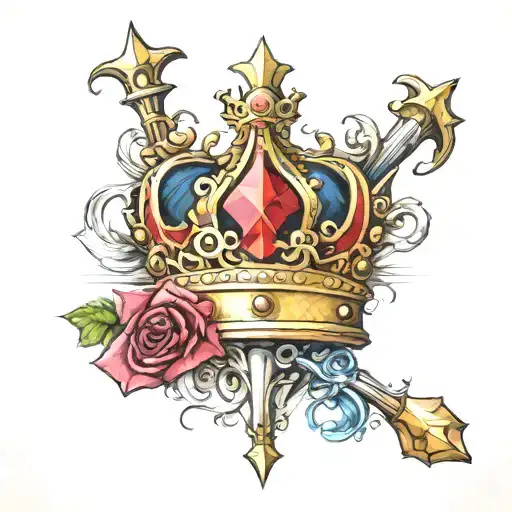 Draw me a beautiful royal crown with the letter A J R S on each spade for a tattoo tattoo design idea