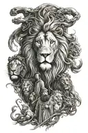 chronicles of narnia the lion the witch and the wardrobe, the story, sleeve, mulitple characters, christian imagery  tattoo design idea
