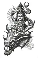 a symbol containing lord shiva ,Trishul , third eye, Nandi   tattoo design idea