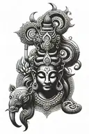 a symbol containing lord shiva ,Trishul , third eye, Nandi   tattoo design idea
