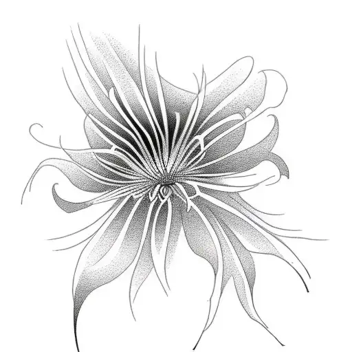 spider lilies black and red with abstract lines and Japanese inspiration  tattoo design idea