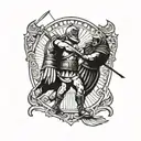 Gladiator fighting arena  tattoo design idea