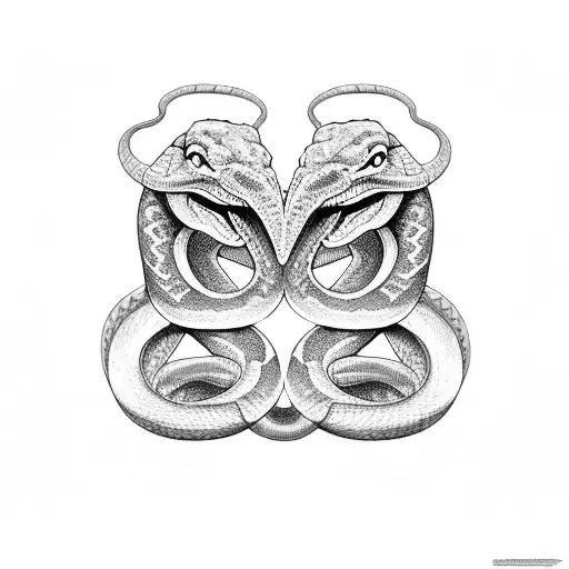 Two snakes eating each other tattoo design idea