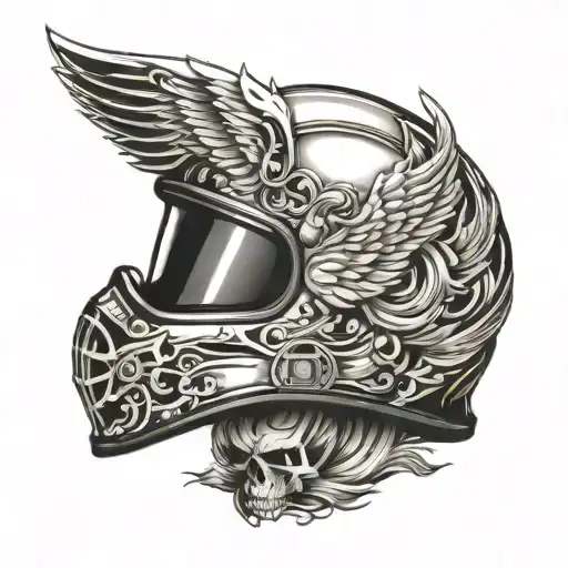 Angel wing motorcycle helmet  tattoo design idea