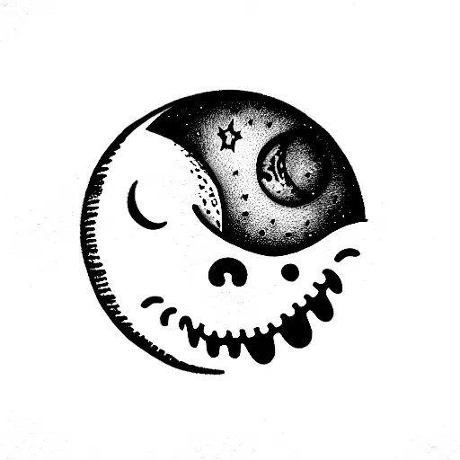 Cheshire Cat as the moon tattoo design idea