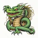 Japanese water dragon wrapped round arm from the shoulder down to the arm fold tattoo design idea