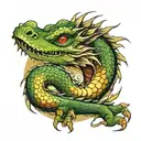Japanese water dragon wrapped round arm from the shoulder down to the arm fold tattoo design idea