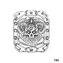 a chain around the neck with three deadly sins on it, depicted as in the anime 7 deadly sins. sins that should be chaine tattoo design idea