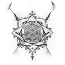 a chain around the neck with three deadly sins on it, depicted as in the anime 7 deadly sins. sins that should be chaine tattoo design idea