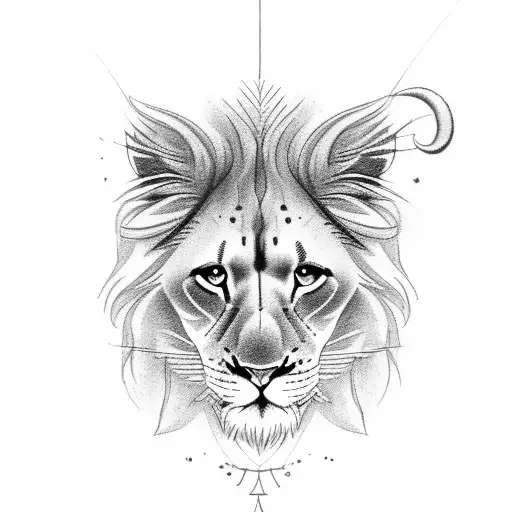 mid lion with 3 letters L tattoo design idea