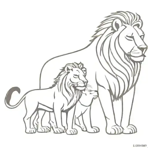 lion family cute tattoo design idea