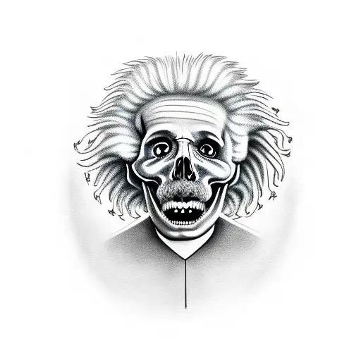 skull that looks like einstein with his tongue out tattoo design idea