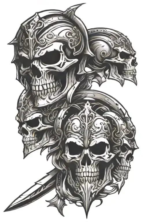 Skulls Spartans warrior tattoo design idea