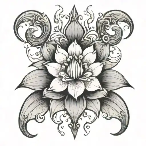 capricorn lotus flower tattoo design idea