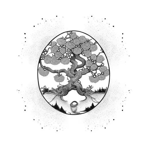 yggdrasil tree with koi and daisy tattoo design idea