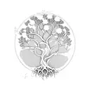 yggdrasil tree with koi and daisy tattoo design idea