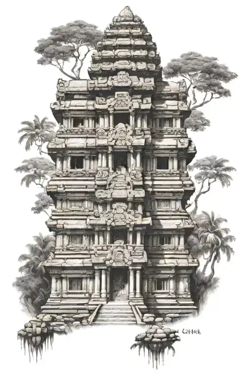 temple angkor watt cambodian tattoo design idea