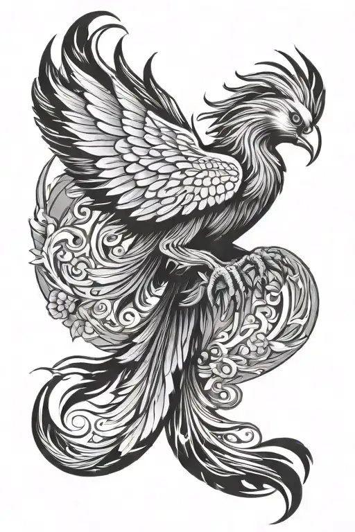 phoenix feminine tattoo design idea