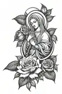 roses and virgin Mary  tattoo design idea