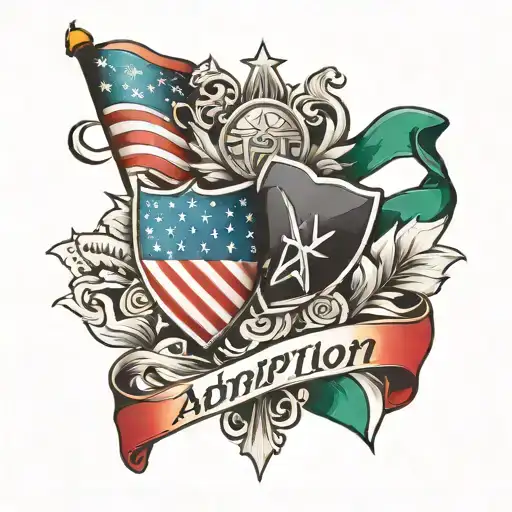 adoption sign with USA flag and Hungary flag intertwined tattoo design idea