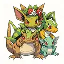 Pokemon characters: evee, treecko, larvitar pokemon tattoo design idea