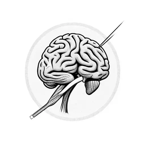 brain with PlayStation one lead plugged in and the controller next to it tattoo design idea
