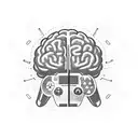 brain with PlayStation one lead plugged in and the controller next to it tattoo design idea