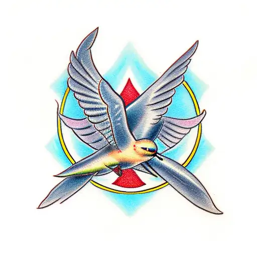 Double Flying Swallow tattoo design idea