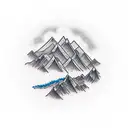 mountains and river in diamond border tattoo design idea