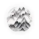 mountains and river in diamond border tattoo design idea