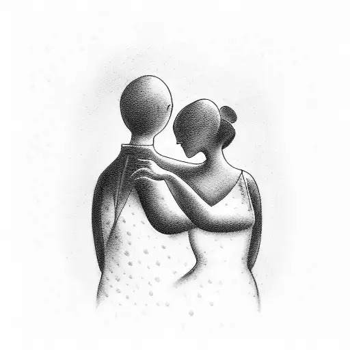 man and woman slow dance in the rain tattoo design idea