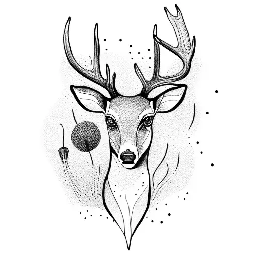 deer blackwork tattoo design idea