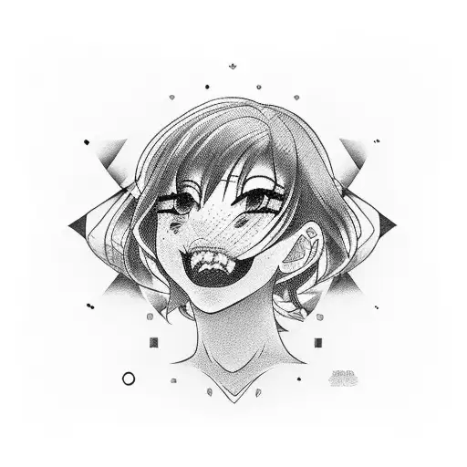 japanese ahegao girl tattoo design idea
