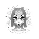 japanese ahegao girl tattoo design idea