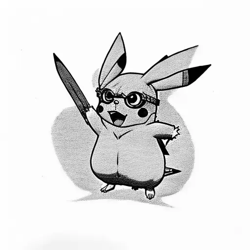 Pikachu dressed as Harry Potter tattoo design idea