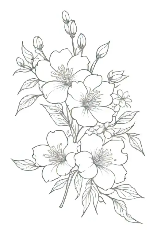 February birth flower with May birth flower bouquet tattoo design idea