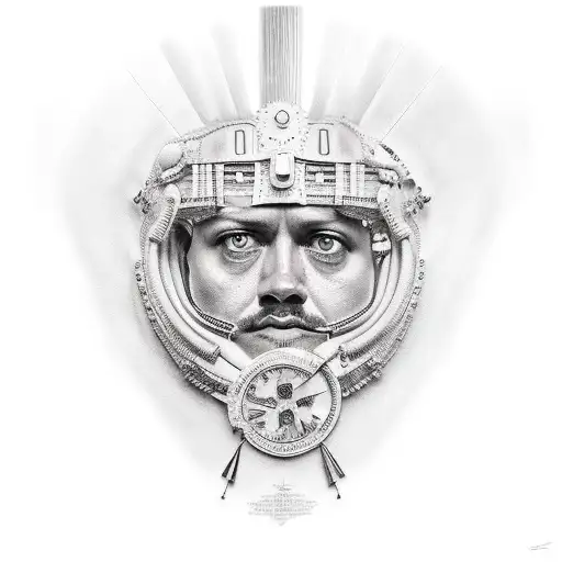 Rostro de Julio Cesar romano en partes  tattoo design idea