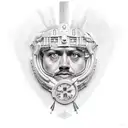 Rostro de Julio Cesar romano en partes  tattoo design idea