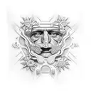 Rostro de Julio Cesar romano en partes  tattoo design idea