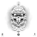 Rostro de Julio Cesar romano en partes  tattoo design idea