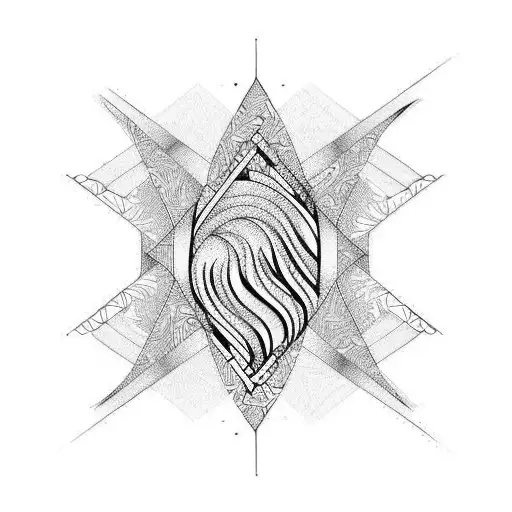 wave with straight lines tattoo design idea