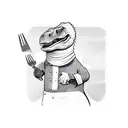 t-Rex chef with a knife and fork tattoo design idea