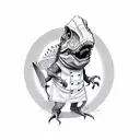 t-Rex chef with a knife and fork tattoo design idea