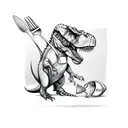 t-Rex chef with a knife and fork tattoo design idea
