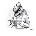 t-Rex chef with a knife and fork tattoo design idea