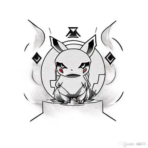 Want a full leg tattoo of pikachu, squirtle, charmender, bulbarsour, and snorlax  tattoo design idea